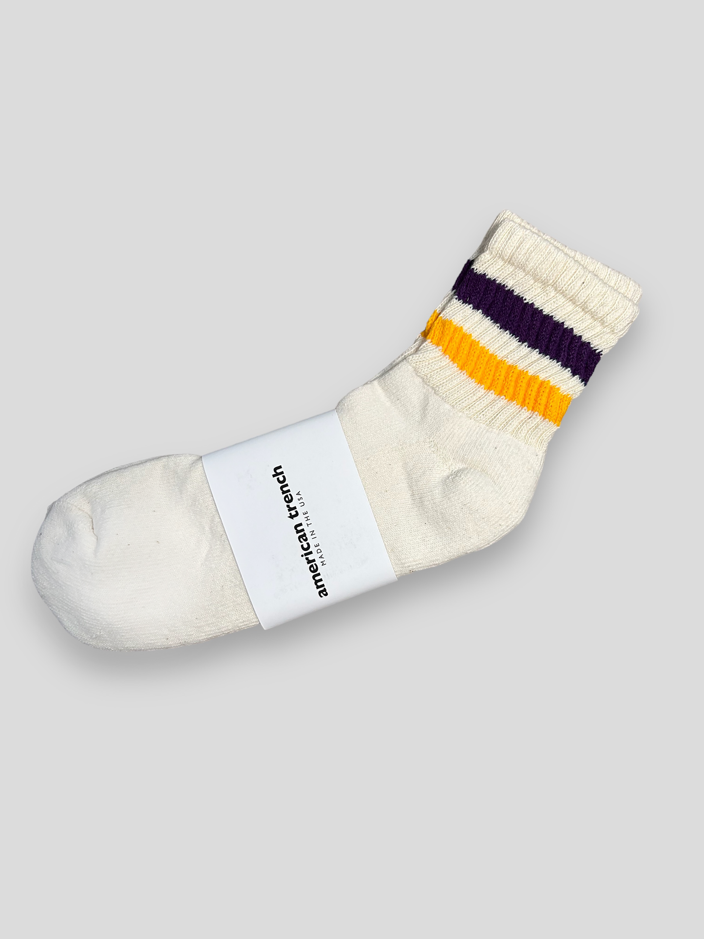 The Retro Stripe Quarter Crew Sock - Gold/Purple