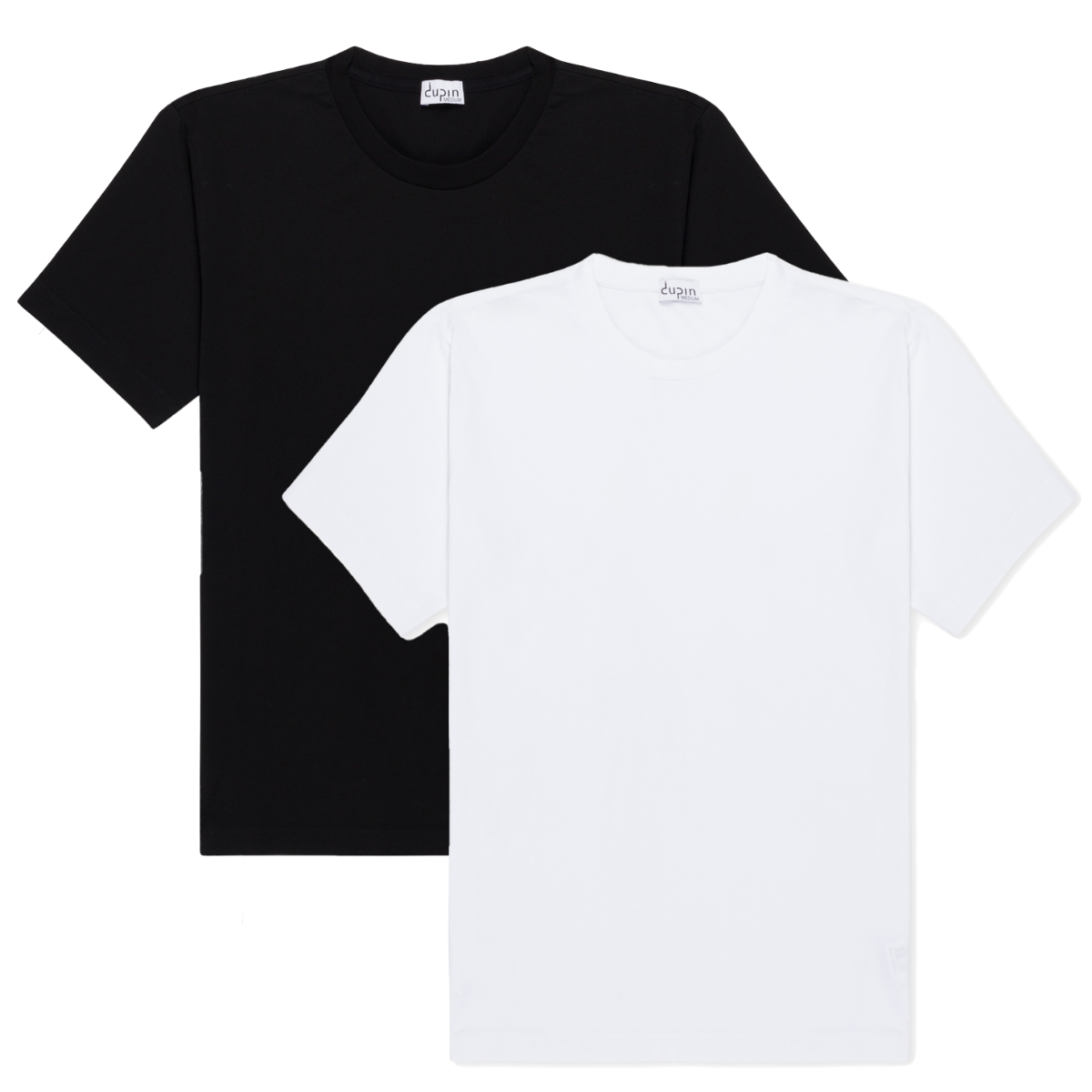 Crew neck short sleeve tee shirts in two colors black and white bundled together for one price